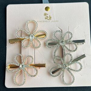 Sincerely Jules Gold and Silver Flower Hair Clips